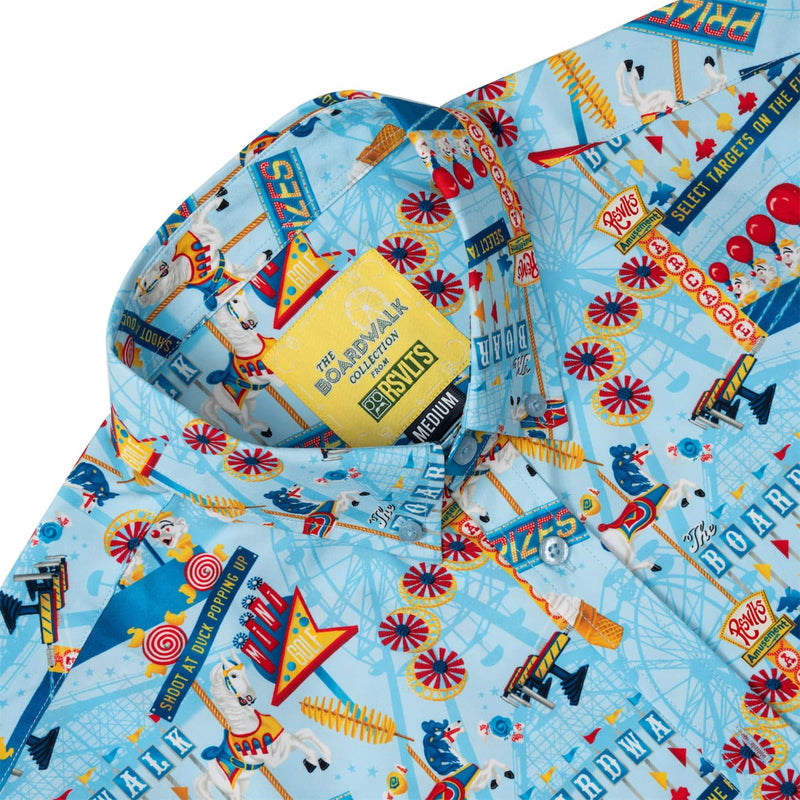 RSVLTS Boardwalk Bonanza KUNUFLEX Short Sleeve Shirt in Blue — detail 7