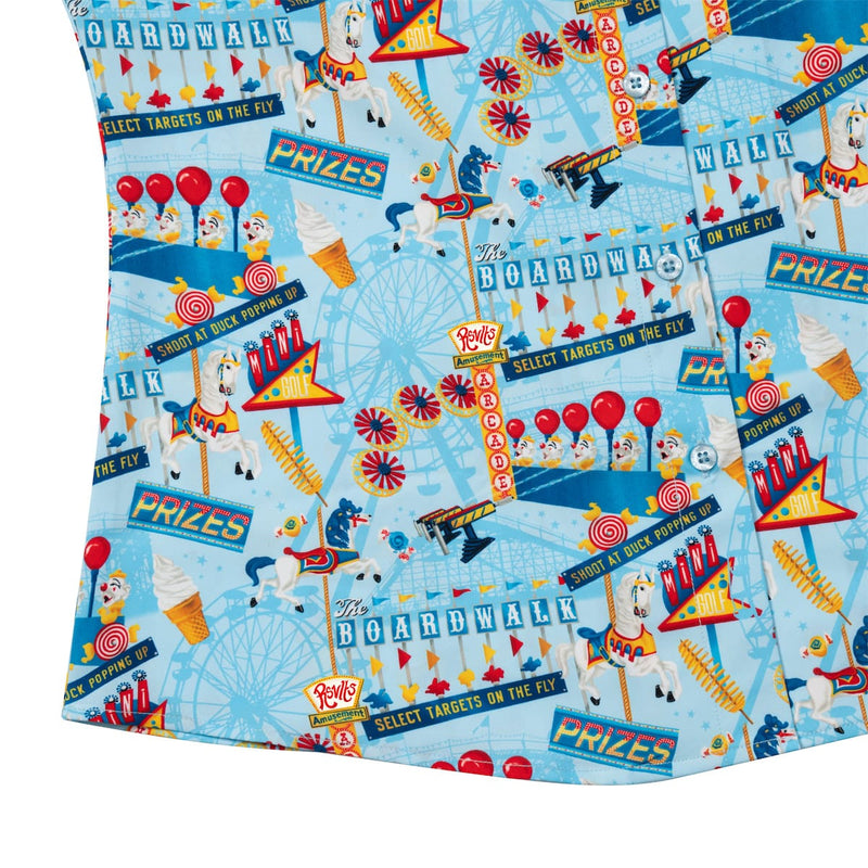 RSVLTS Boardwalk Bonanza Women's KUNUFLEX Short Sleeve Shirt in Blue — detail 6
