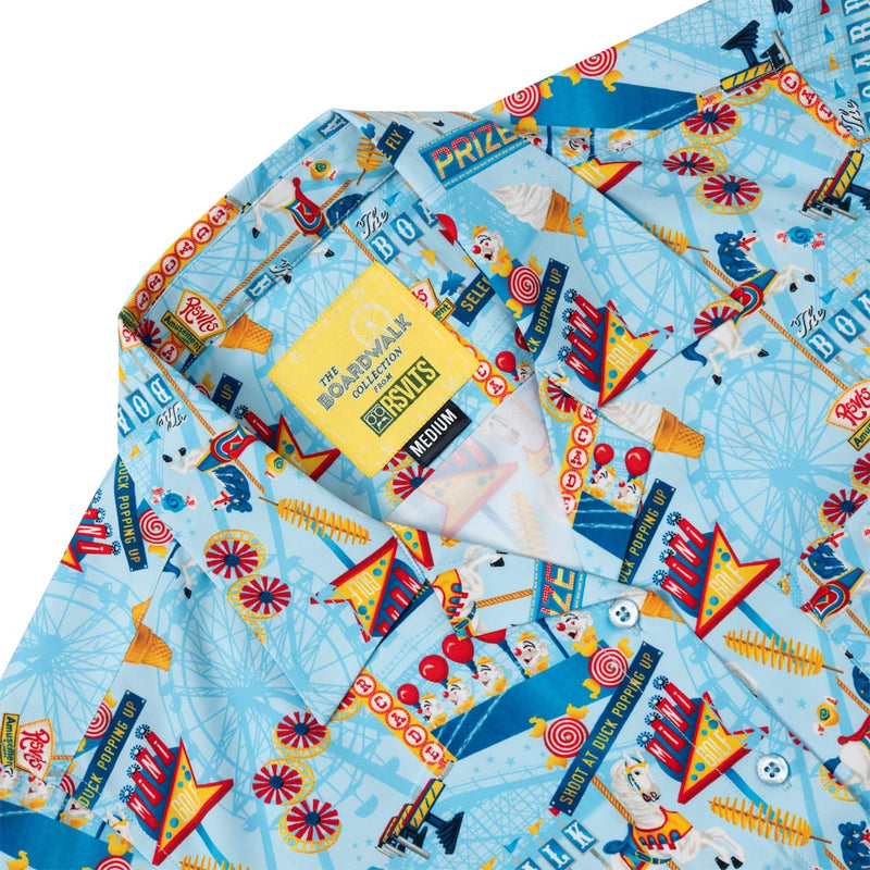 RSVLTS Boardwalk Bonanza Women's KUNUFLEX Short Sleeve Shirt in Blue — detail 7