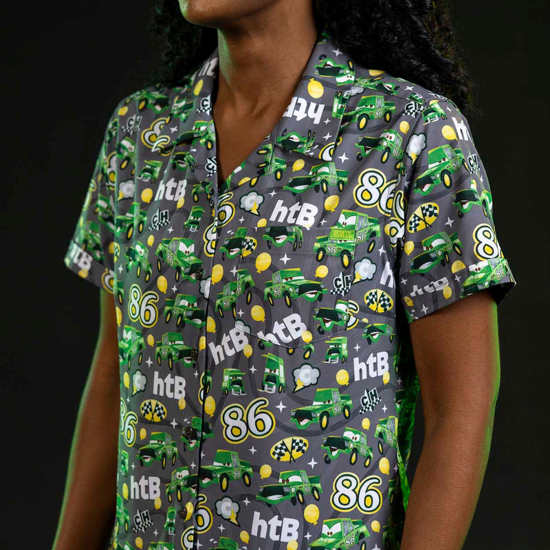 RSVLTS Chick Hicks 86 Women's KUNUFLEX Short Sleeve Shirt in Green — detail 3
