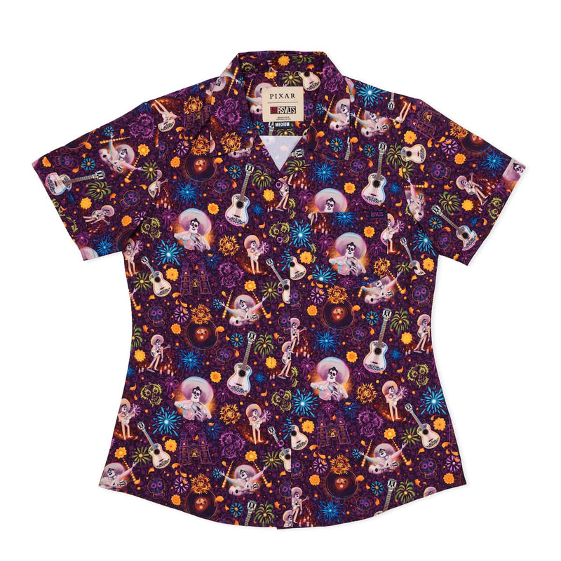 RSVLTS Remember Me Women's KUNUFLEX Short Sleeve Shirt in Purple — detail 2