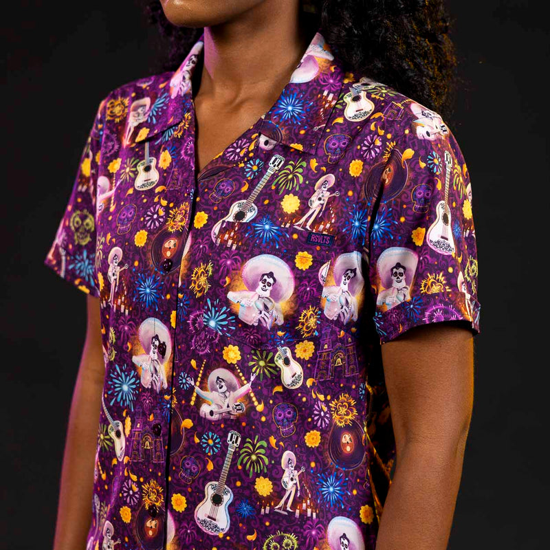 RSVLTS Remember Me Women's KUNUFLEX Short Sleeve Shirt in Purple — detail 3