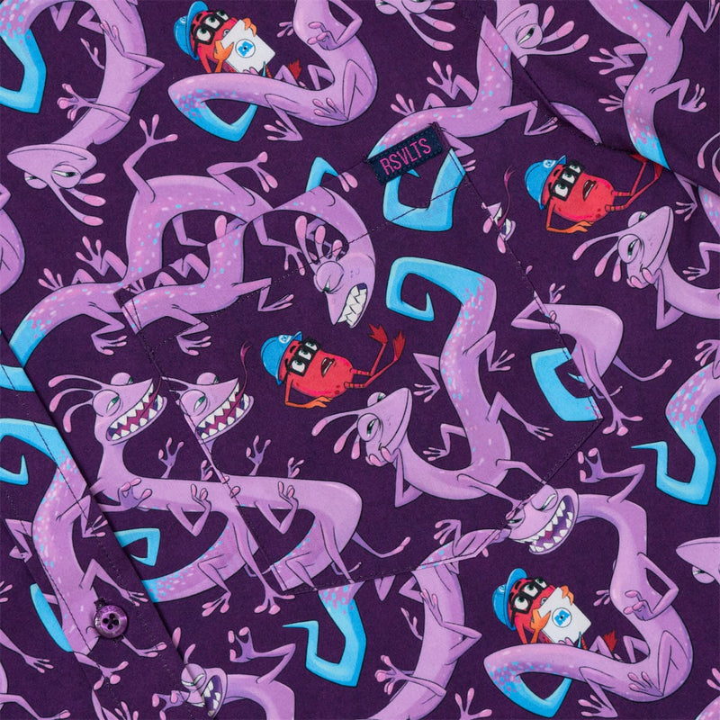 RSVLTS Slithering Sabotage KUNUFLEX Short Sleeve Shirt in Purple — detail 3