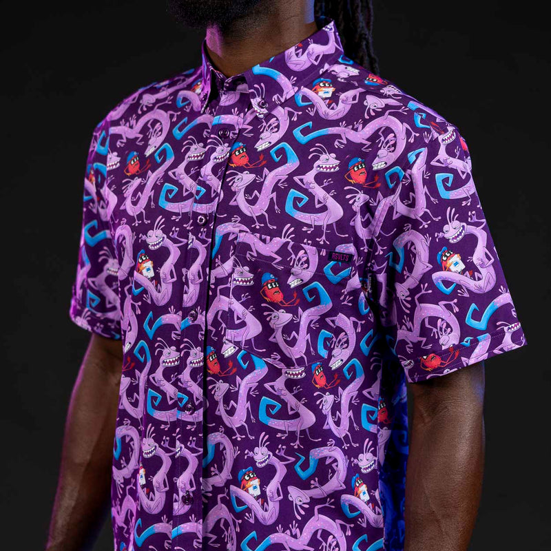 RSVLTS Slithering Sabotage KUNUFLEX Short Sleeve Shirt in Purple — detail 4
