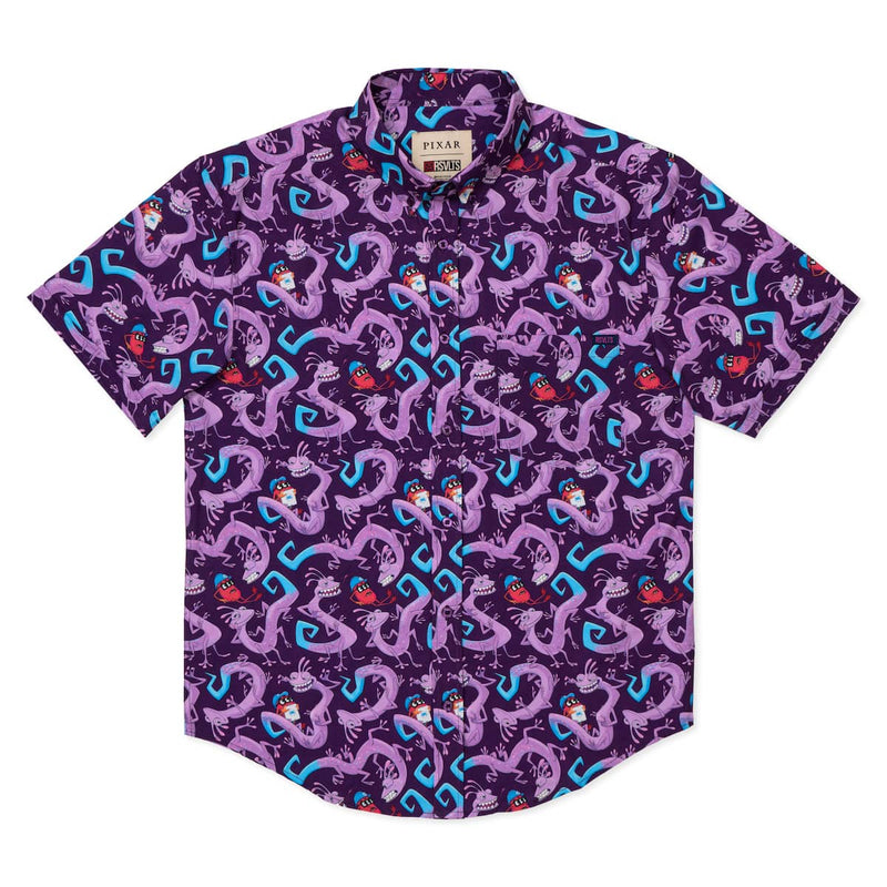RSVLTS Slithering Sabotage KUNUFLEX Short Sleeve Shirt in Purple — detail 5
