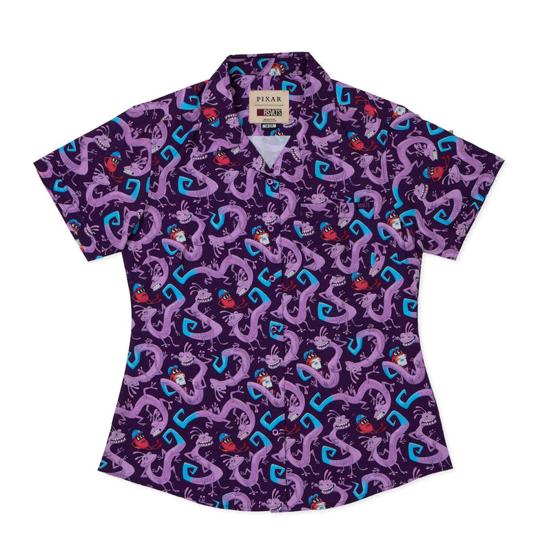 RSVLTS Slithering Sabotage Women's KUNUFLEX Short Sleeve Shirt in Purple — detail 2