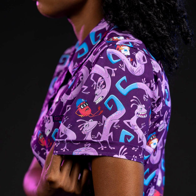 RSVLTS Slithering Sabotage Women's KUNUFLEX Short Sleeve Shirt in Purple — detail 5