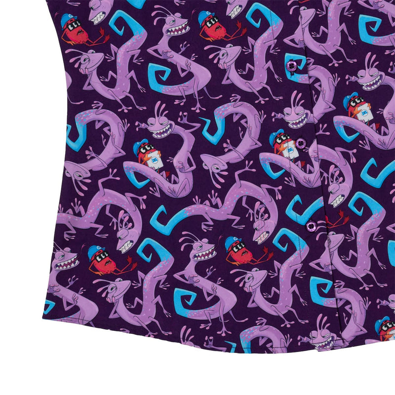 RSVLTS Slithering Sabotage Women's KUNUFLEX Short Sleeve Shirt in Purple — detail 7