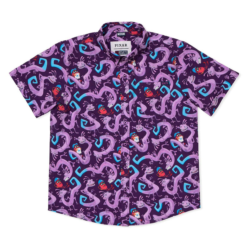 RSVLTS Slithering Sabotage Youth KUNUFLEX Short Sleeve Shirt in Purple — front view