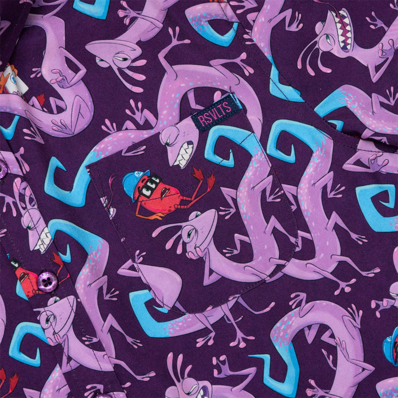 RSVLTS Slithering Sabotage Youth KUNUFLEX Short Sleeve Shirt in Purple — detail 2