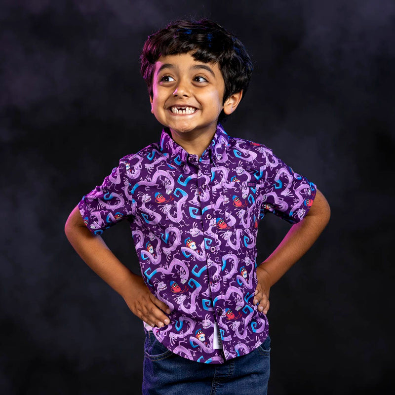 RSVLTS Slithering Sabotage Preschool KUNUFLEX Short Sleeve Shirt in Purple — detail 3