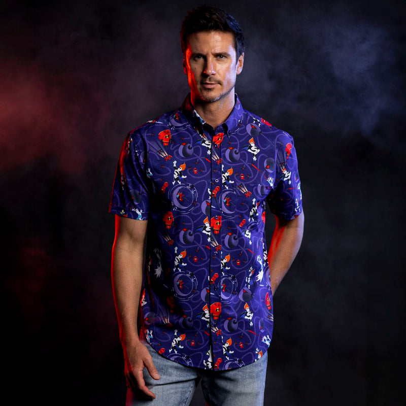 RSVLTS Operation Kronos KUNUFLEX Short Sleeve Shirt in Purple — detail 2