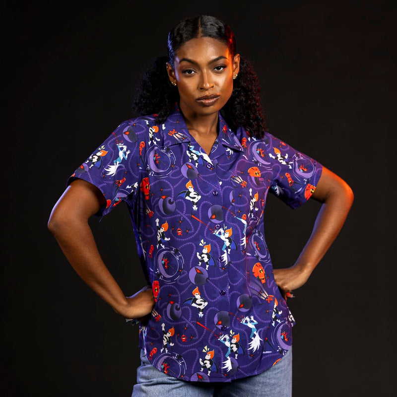 RSVLTS Operation Kronos Women's KUNUFLEX Short Sleeve Shirt in Purple — front view