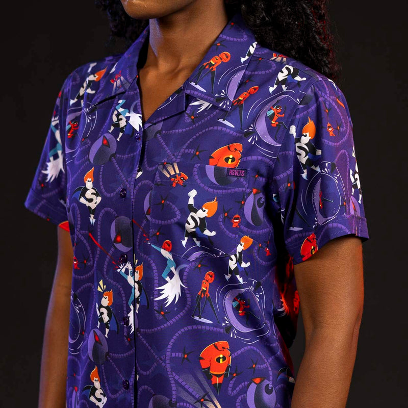 RSVLTS Operation Kronos Women's KUNUFLEX Short Sleeve Shirt in Purple — detail 3