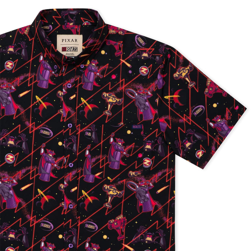 RSVLTS Emperor of Evil KUNUFLEX Short Sleeve Shirt in Black — front view