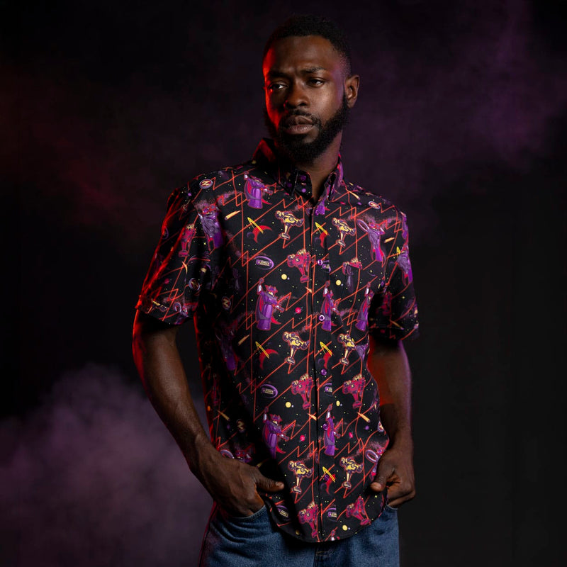 RSVLTS Emperor of Evil KUNUFLEX Short Sleeve Shirt in Black — detail 2
