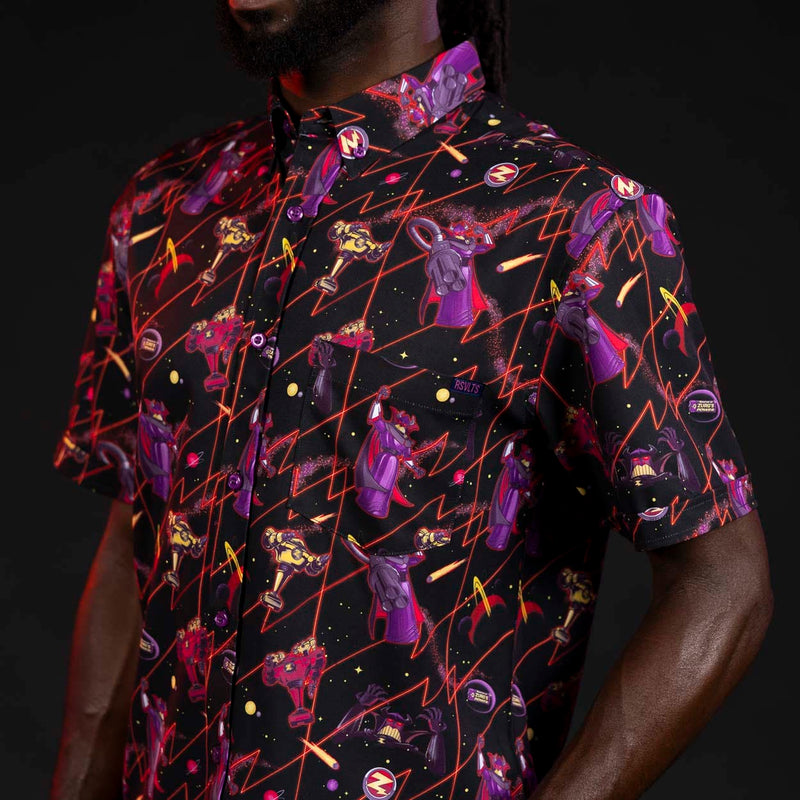 RSVLTS Emperor of Evil KUNUFLEX Short Sleeve Shirt in Black — detail 4