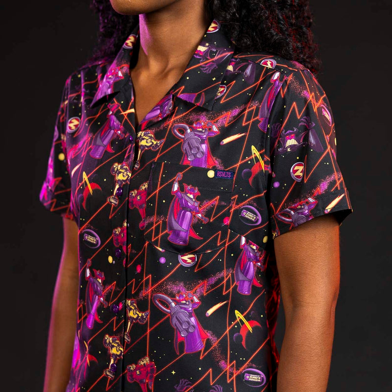 RSVLTS Emperor of Evil Women's KUNUFLEX Short Sleeve Shirt in Black — detail 3