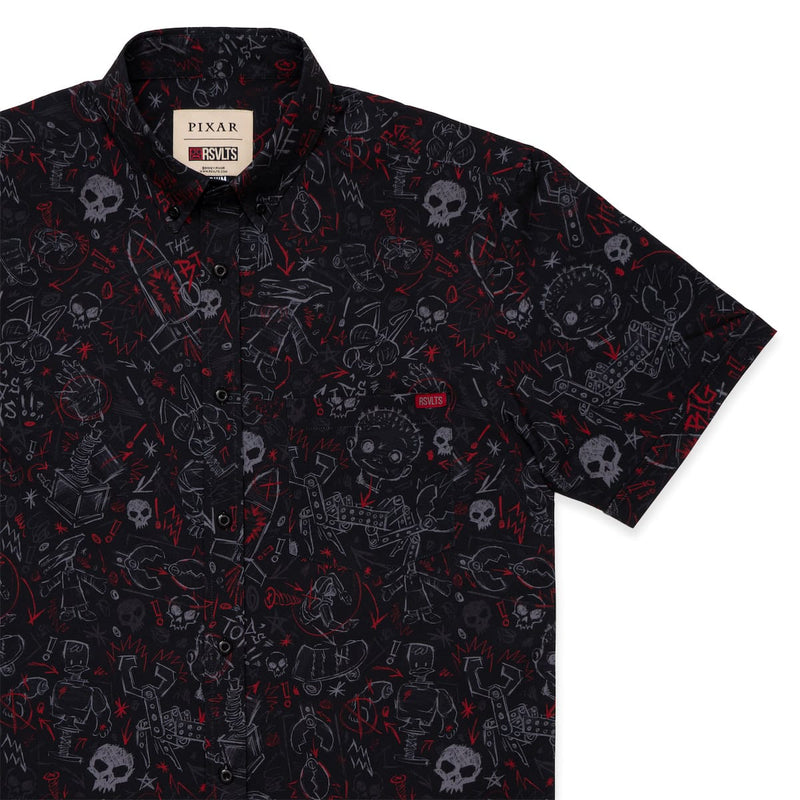 RSVLTS Sid's Schematics KUNUFLEX Short Sleeve Shirt in Black — front view