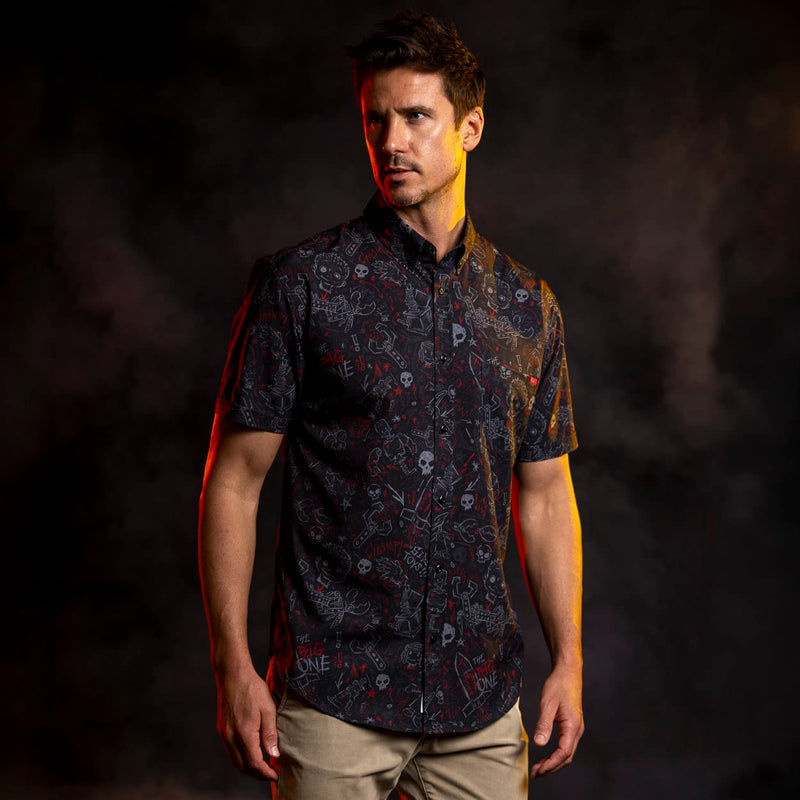 RSVLTS Sid's Schematics KUNUFLEX Short Sleeve Shirt in Black — detail 2