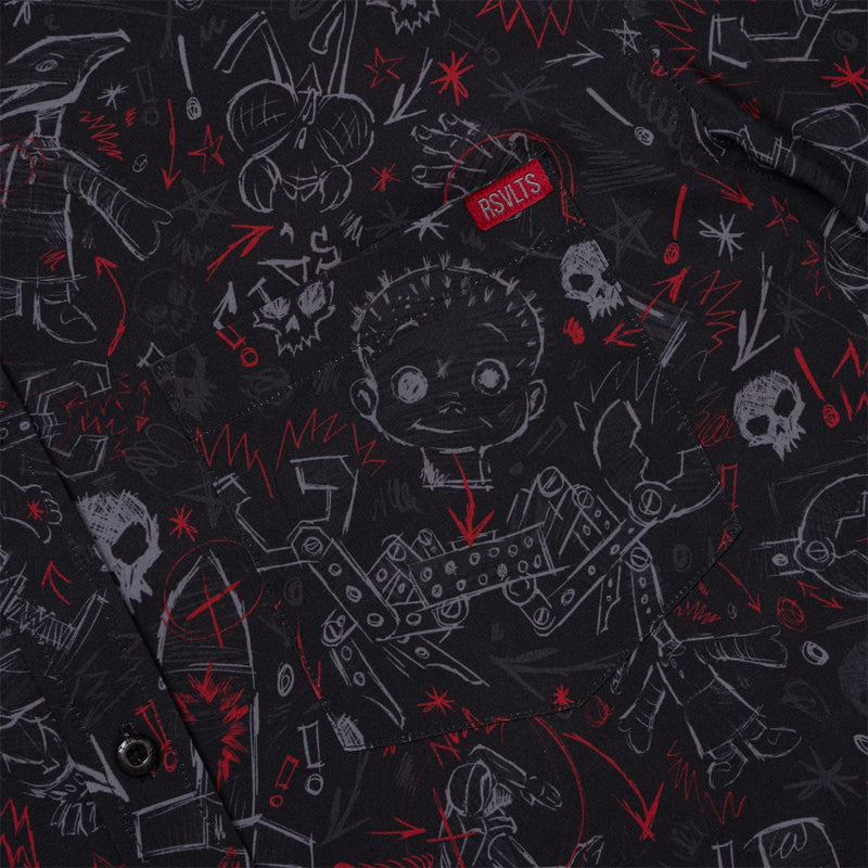 RSVLTS Sid's Schematics KUNUFLEX Short Sleeve Shirt in Black — detail 3