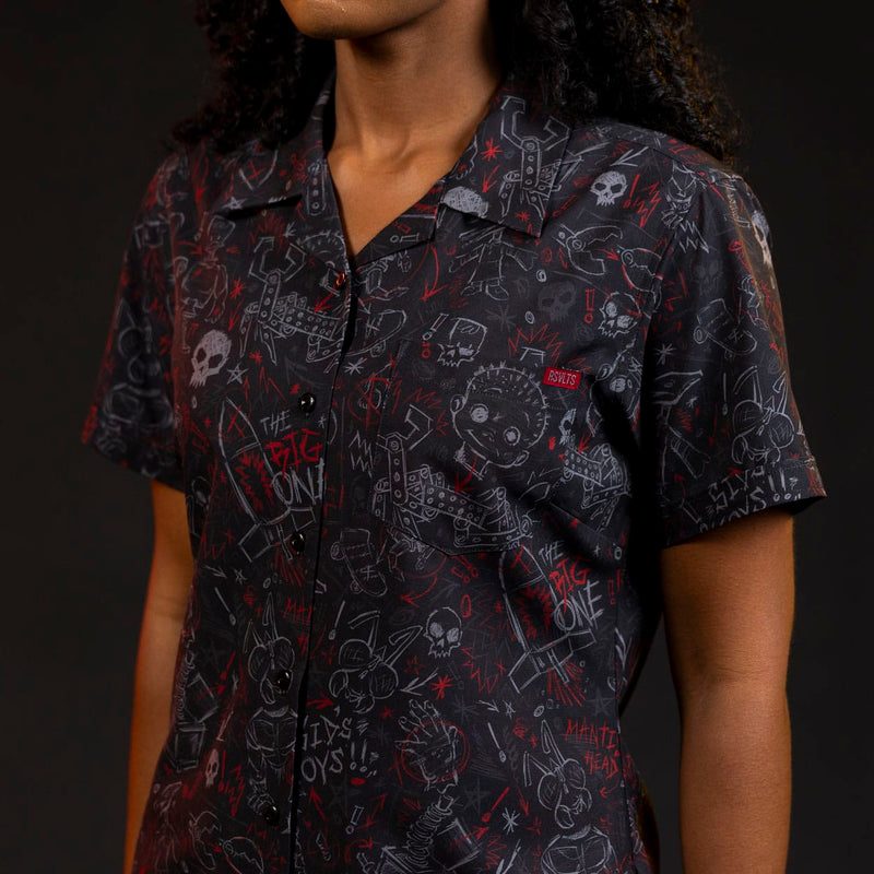 RSVLTS Sid's Schematics Women's KUNUFLEX Short Sleeve Shirt in Black — detail 3