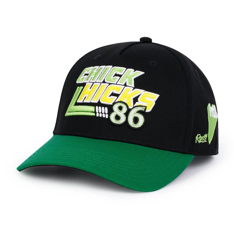 RSVLTS Chick Hicks 86 5-Panel Curved Brim Hat in Black — front view