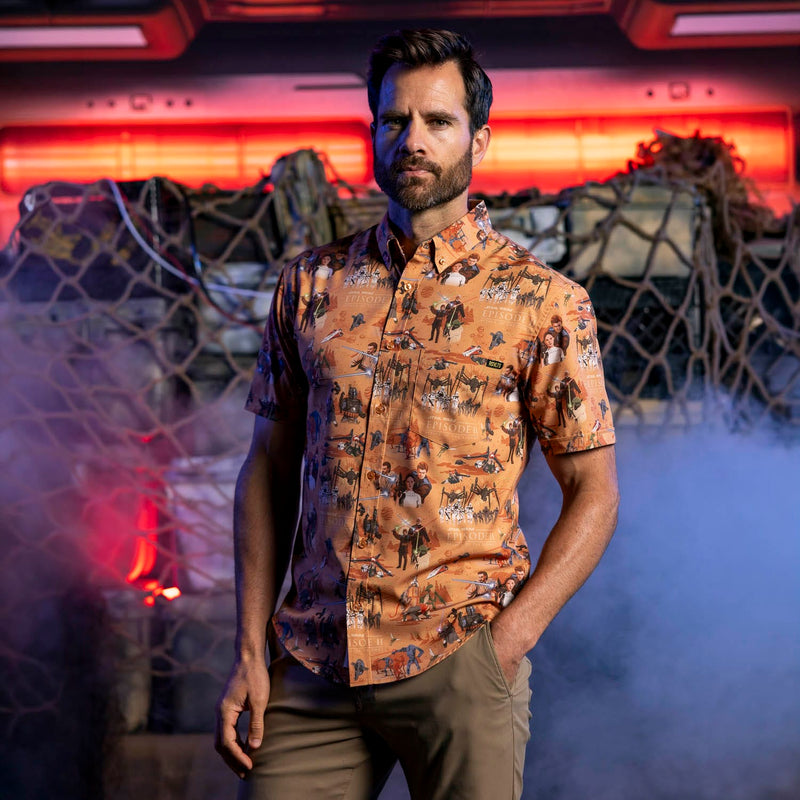 RSVLTS This Slumber Party's Over KUNUFLEX Short Sleeve Shirt in Orange — detail 2