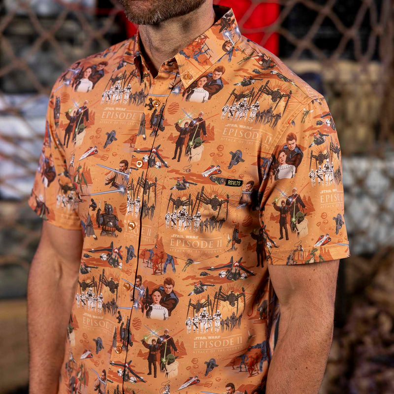 RSVLTS This Slumber Party's Over KUNUFLEX Short Sleeve Shirt in Orange — detail 4