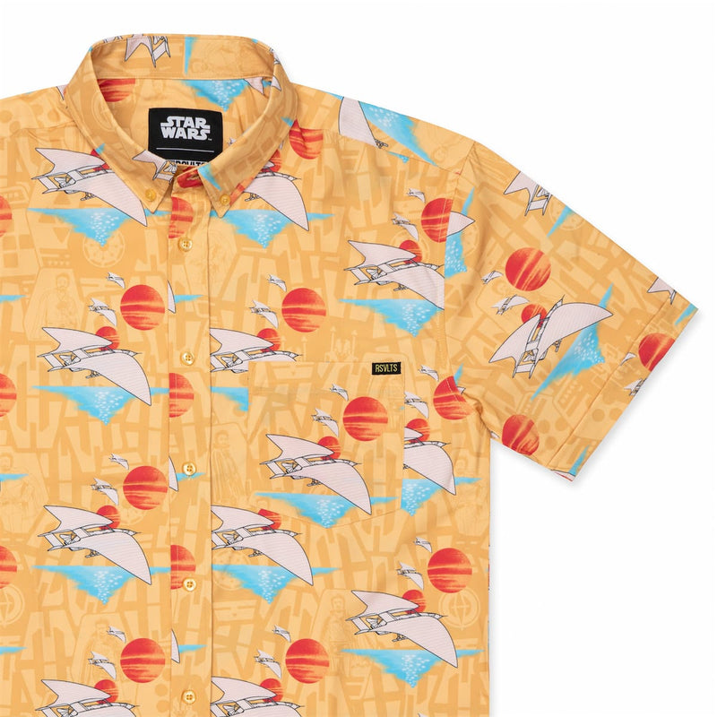 RSVLTS Lando's Gamble KUNUFLEX Short Sleeve Shirt in Orange — front view