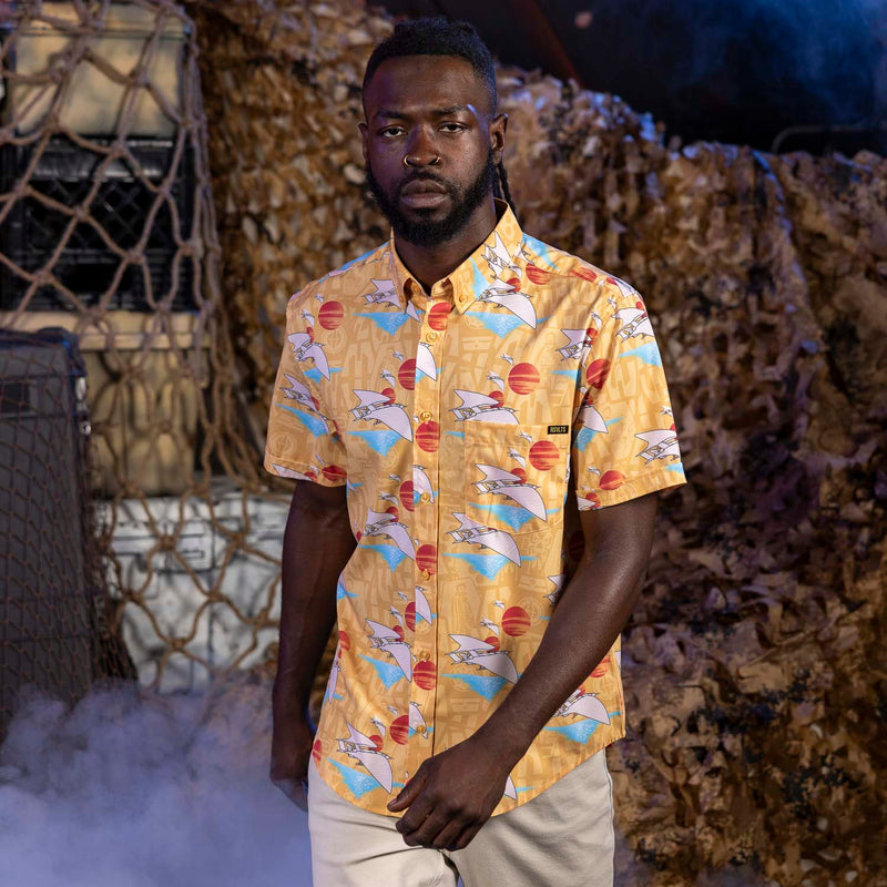 RSVLTS Lando's Gamble KUNUFLEX Short Sleeve Shirt in Orange — detail 2