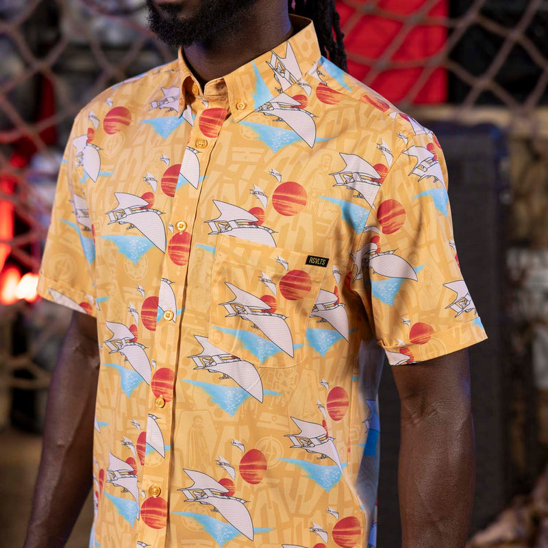 RSVLTS Lando's Gamble KUNUFLEX Short Sleeve Shirt in Orange — detail 4