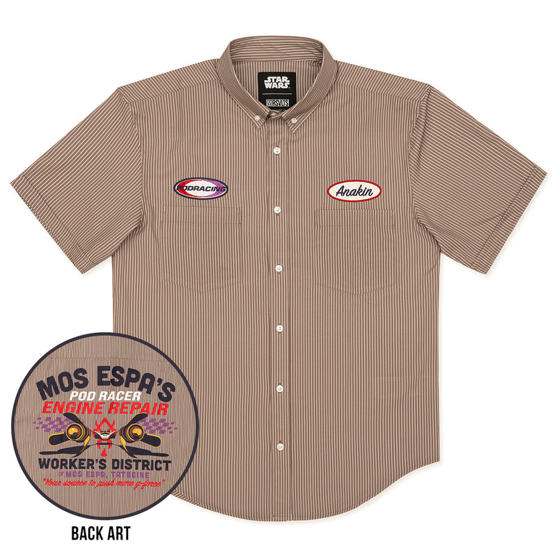 RSVLTS Mos Espa’s Engine Repair KUNUFLEX Short Sleeve Shirt in Multicolor — front view