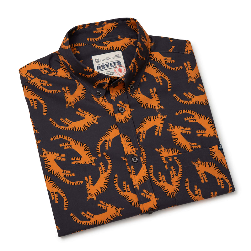 RSVLTS Easy Tiger KUNUFLEX Short Sleeve Shirt in Black — detail 6