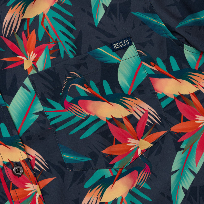 RSVLTS You Heron Me? KUNUFLEX Short Sleeve Shirt in Black — detail 2