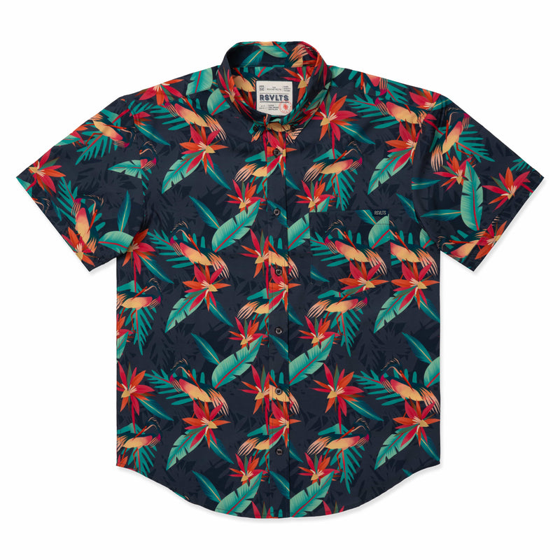 RSVLTS You Heron Me? KUNUFLEX Short Sleeve Shirt in Black — detail 3