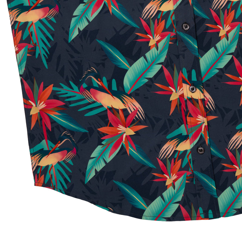 RSVLTS You Heron Me? KUNUFLEX Short Sleeve Shirt in Black — detail 5
