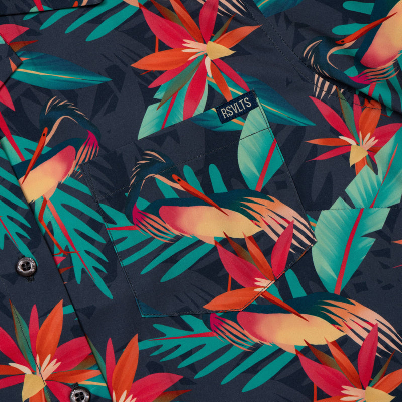 RSVLTS You Heron Me? Women's KUNUFLEX Short Sleeve Shirt in Black — detail 2