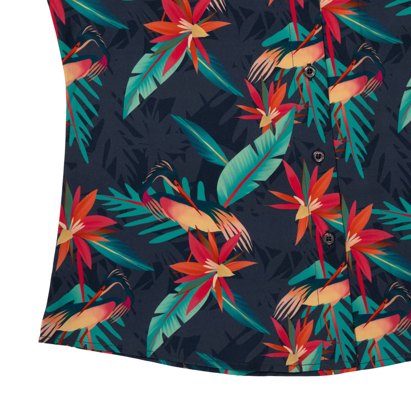 RSVLTS You Heron Me? Women's KUNUFLEX Short Sleeve Shirt in Black — detail 4