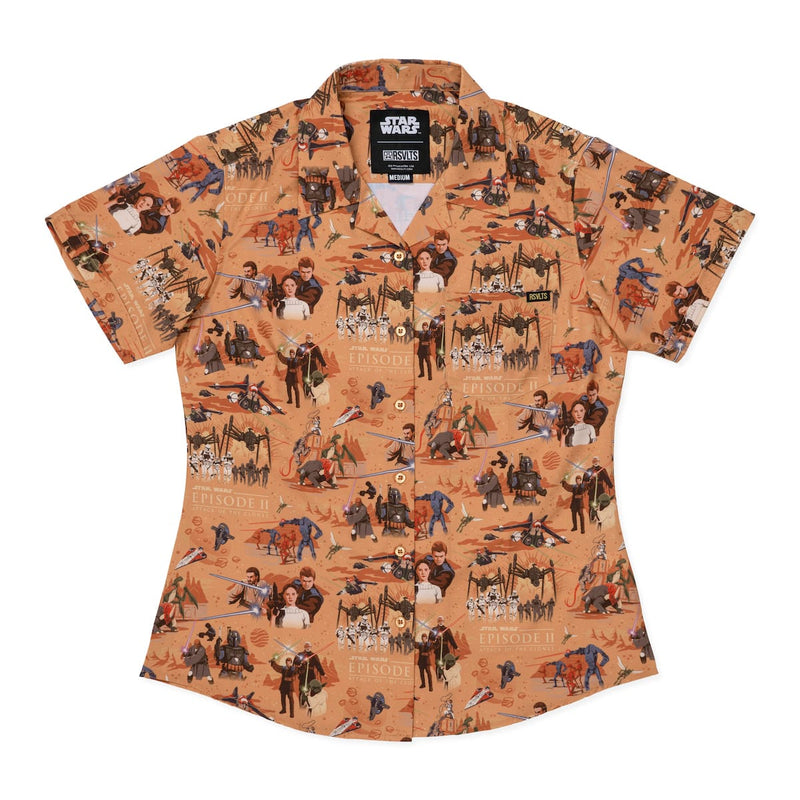 RSVLTS This Slumber Party's Over Women's KUNUFLEX Short Sleeve Shirt in Orange — detail 2