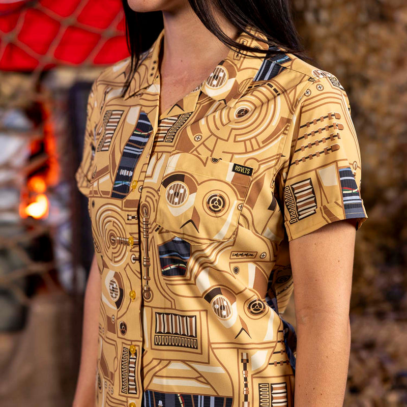 RSVLTS Oh Dear! Women's KUNUFLEX Short Sleeve Shirt in Yellow — detail 3