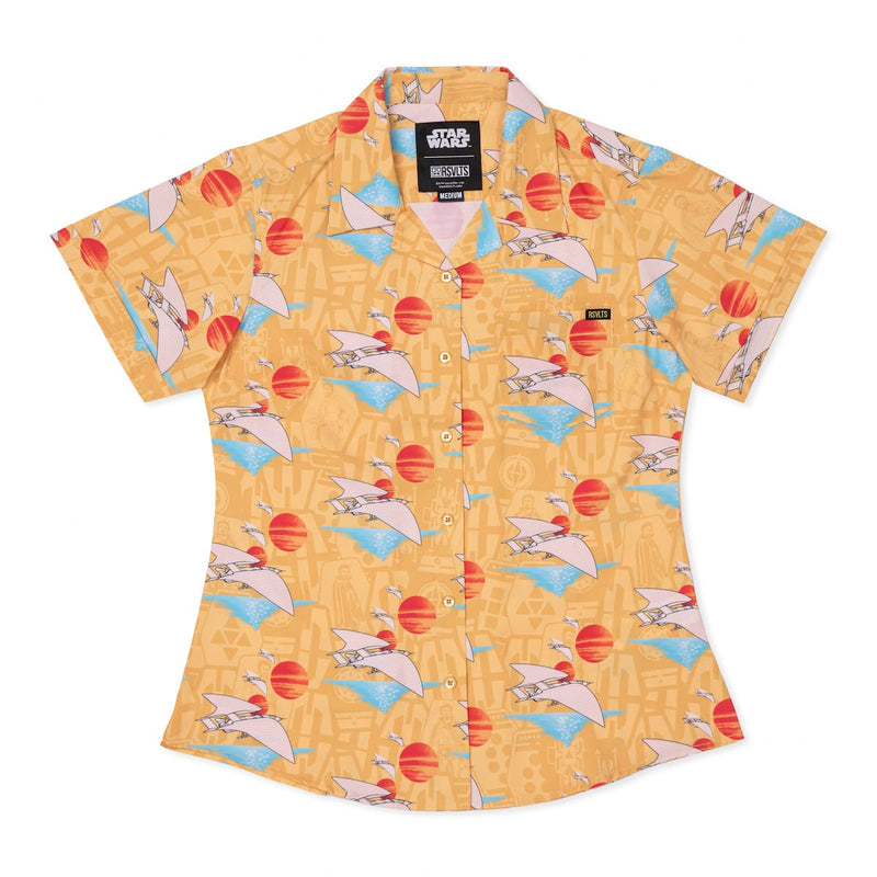 RSVLTS Lando's Gamble Women's KUNUFLEX Short Sleeve Shirt in Orange — detail 2