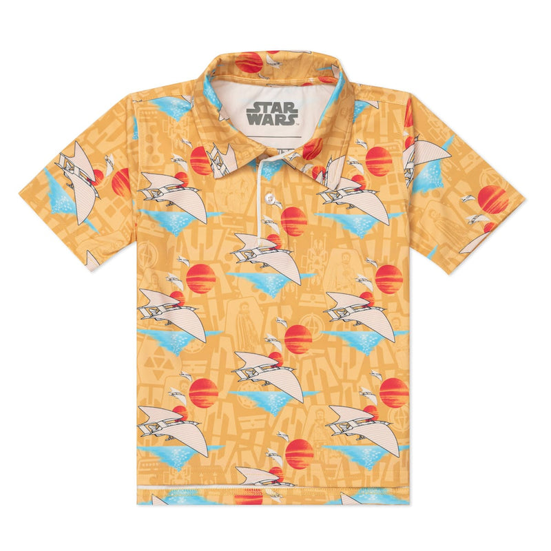 RSVLTS Lando's Gamble Preschool All-Day Polo in Orange — front view