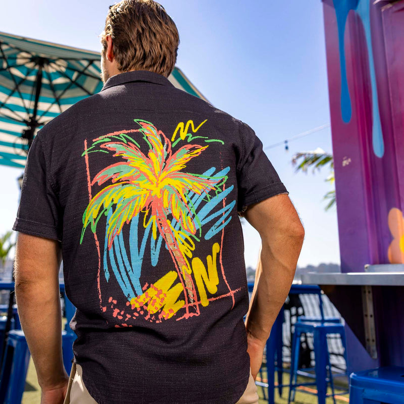 RSVLTS Electric Palm Bamboo Short Sleeve Shirt — front view