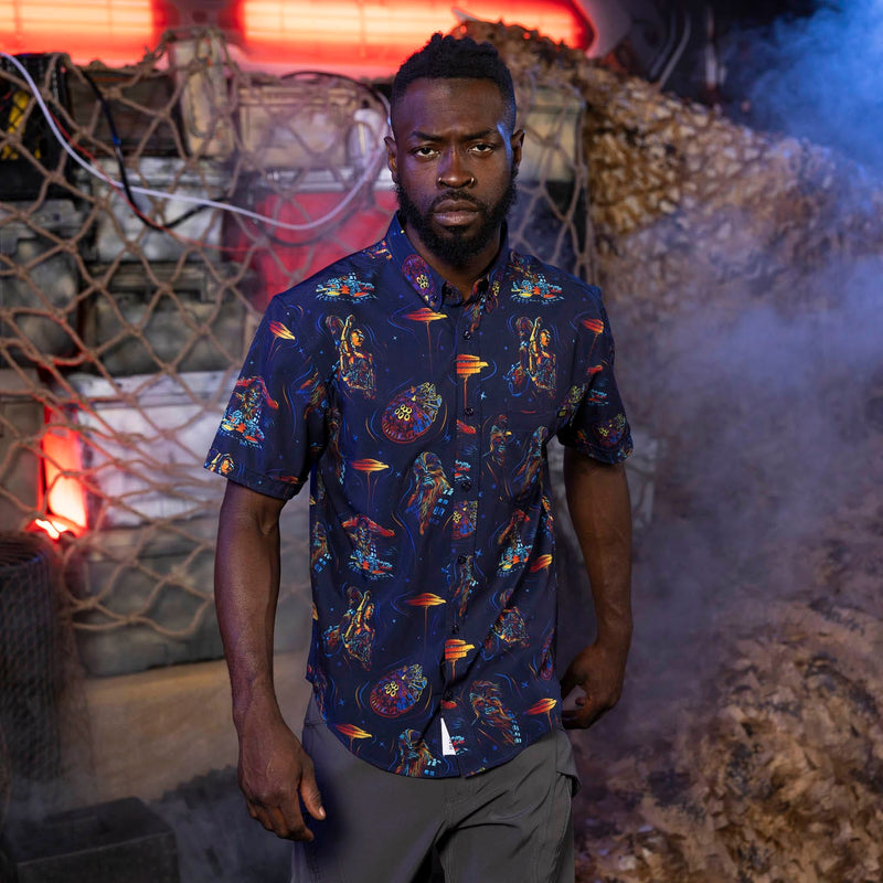 RSVLTS Wookiee Warp KUNUFLEX Short Sleeve Shirt in Black — detail 2
