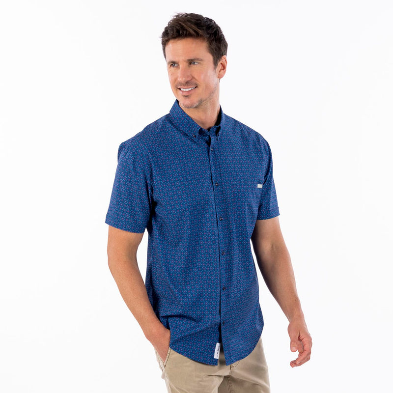 RSVLTS Quantum Kaleidoscope KUNUFLEX Short Sleeve Shirt in Blue — detail 3
