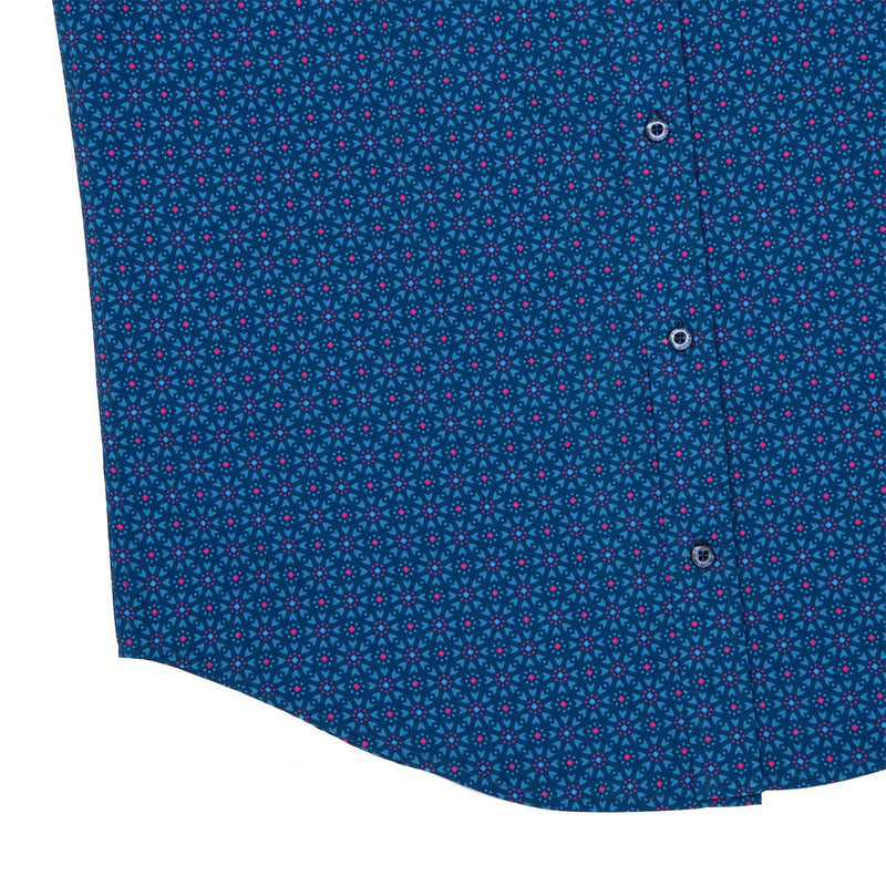 RSVLTS Quantum Kaleidoscope KUNUFLEX Short Sleeve Shirt in Blue — detail 7