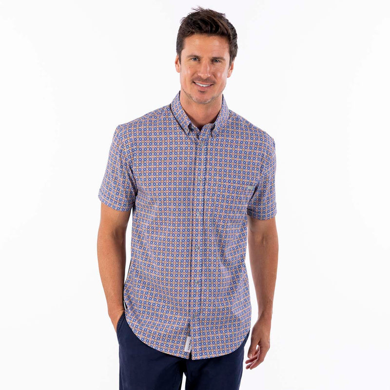 RSVLTS Spanish Tile KUNUFLEX Short Sleeve Shirt in Blue — detail 3