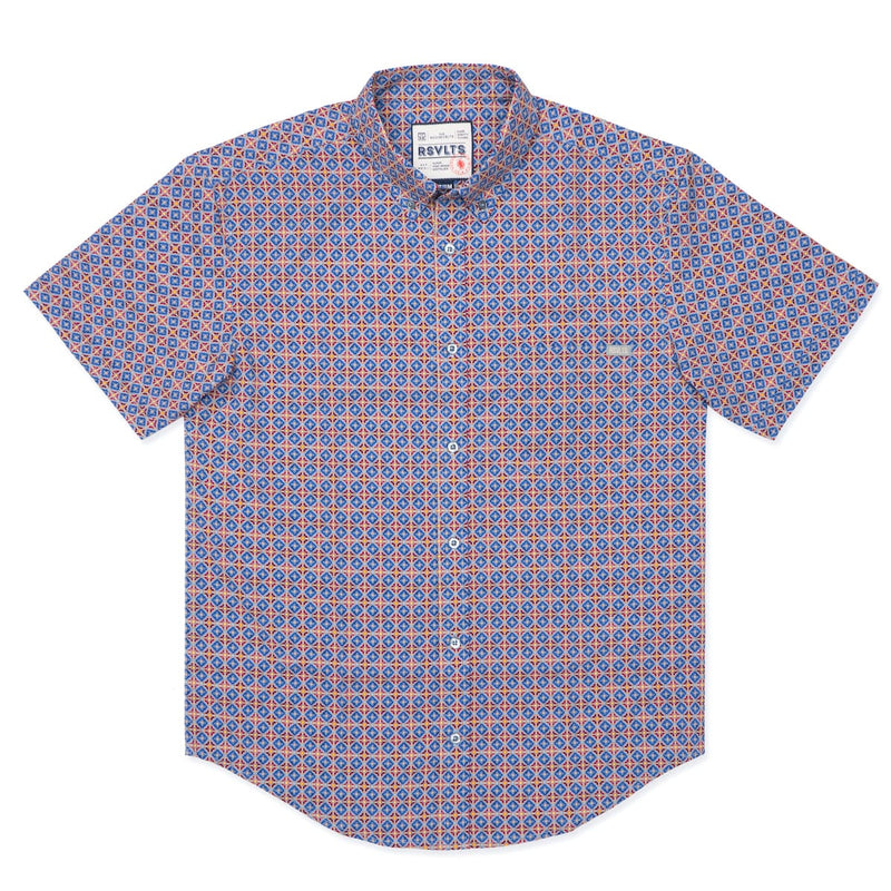 RSVLTS Spanish Tile KUNUFLEX Short Sleeve Shirt in Blue — detail 5