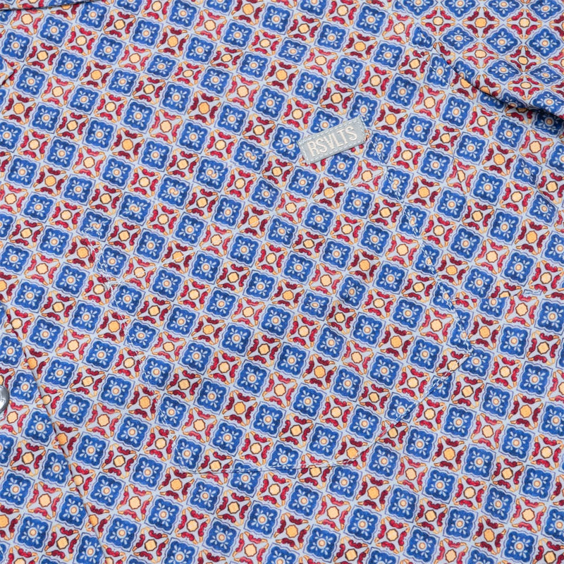 RSVLTS Spanish Tile Women's KUNUFLEX Short Sleeve Shirt in Blue — detail 2